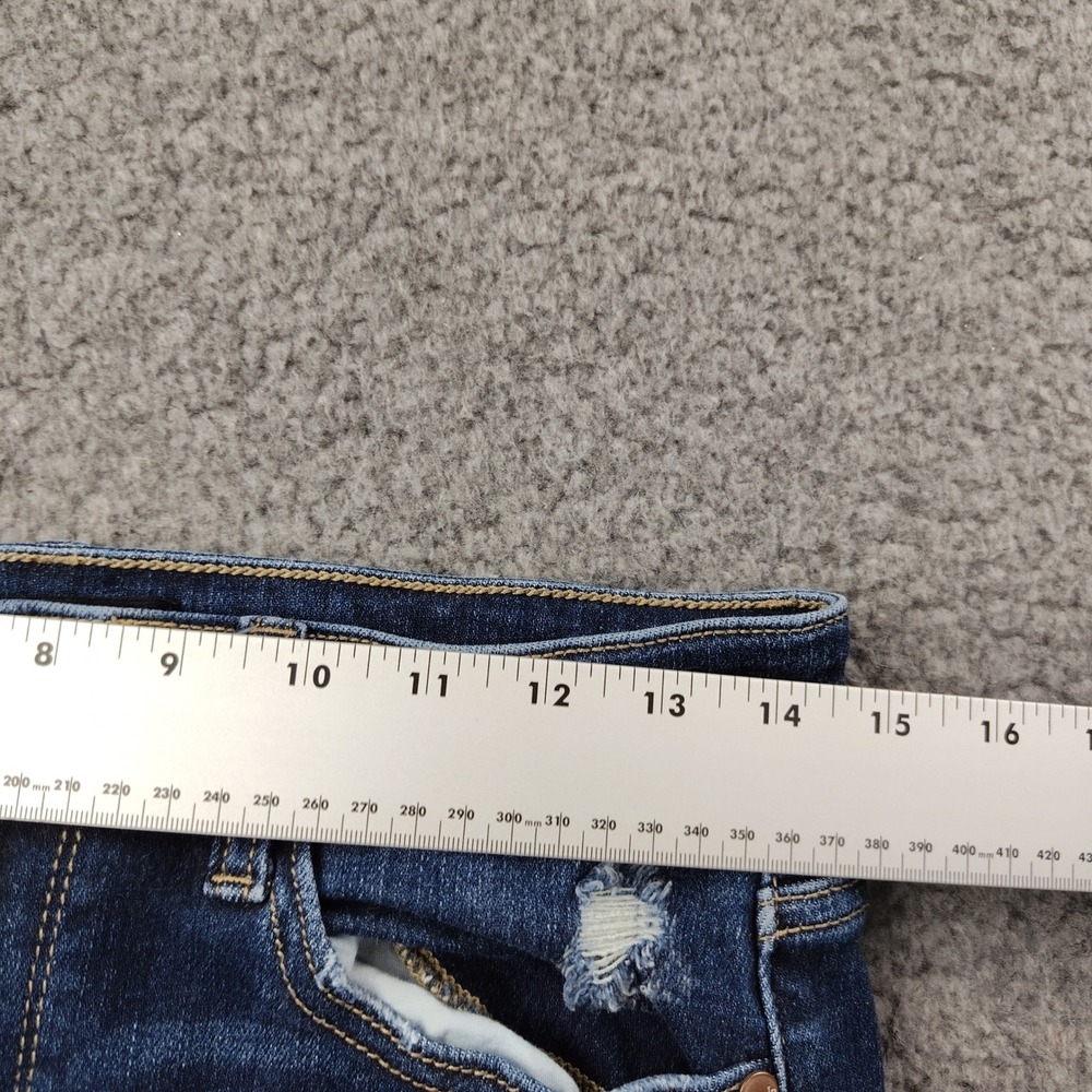 Judy Blue Jeans 28x24 Sz 7 Cropped Fit Dark Blue Distressed Stretch EUC - Picture 2 of 7